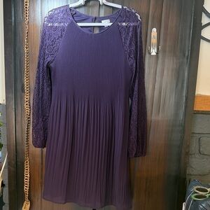 Spense Purple Long Sleeve Lace Dress